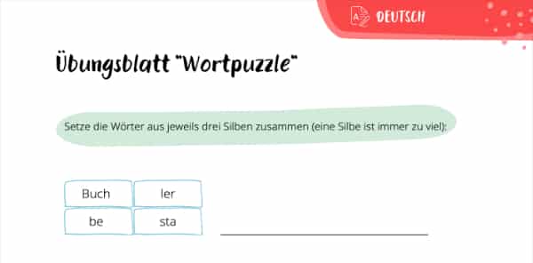 Wortpuzzle – Übung zum Silben trennen