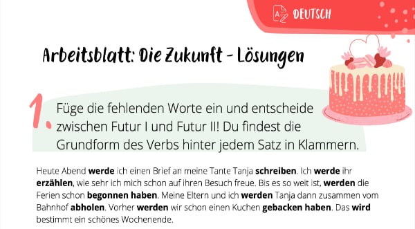 Zukunft Lösungsblatt