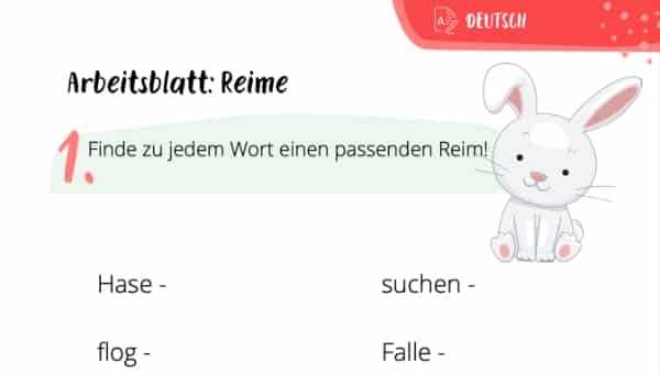 Arbeitsblatt zum Thema Reime