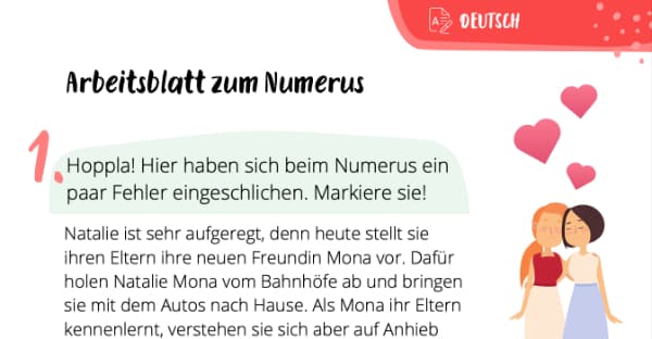 Arbeitsblatt zum Numerus