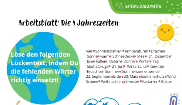 Arbeitsblatt: Die vier Jahreszeiten
