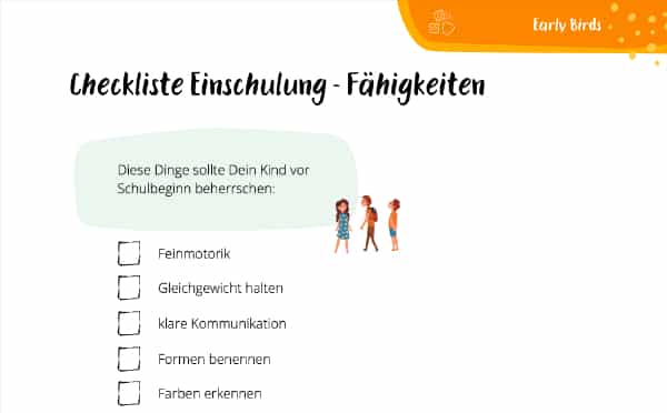 Checkliste Vorschule – Fähigkeiten Einschulung