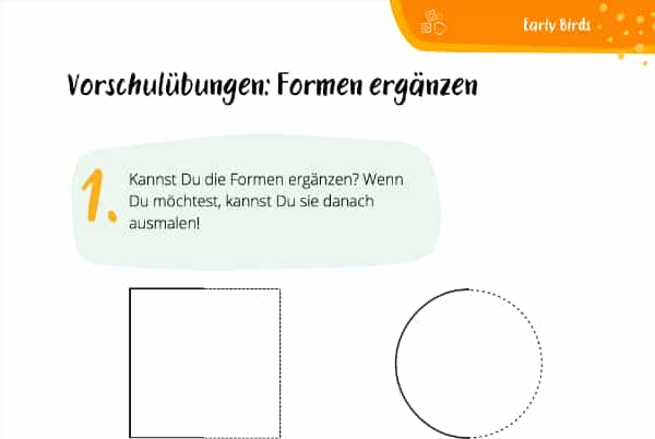 Formen ergänzen als Vorschulübung