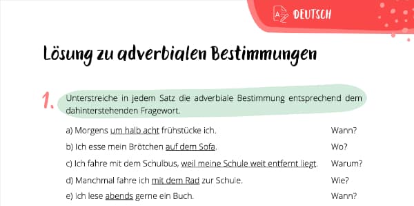 Lösung Adverbiale