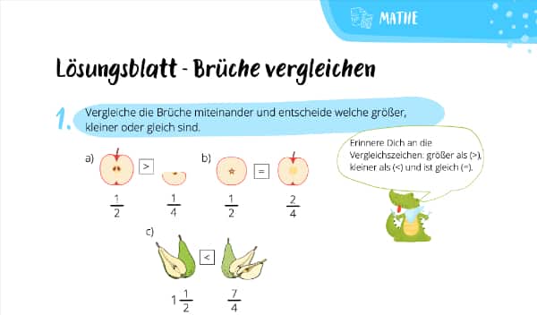 Lösung – Vergleich von Brüchen