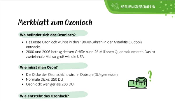 Ozonloch Faktenblatt