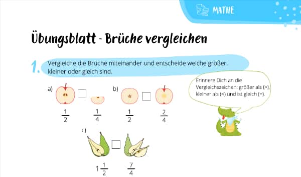 Übungsblatt – Brüche vergleichen