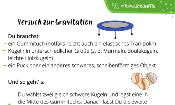 Versuch Gravitation