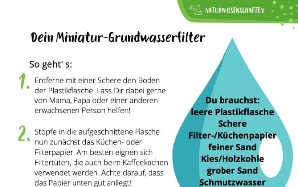 Versuch: Miniatur-Grundwasserfilter