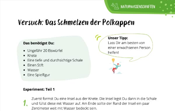 Versuch zum Klimawandel für Kinder