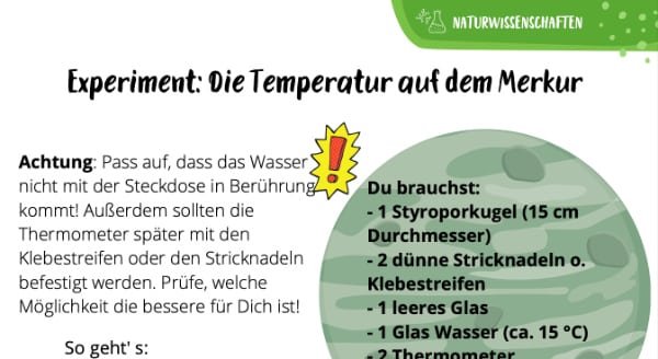 Experiment: Die Temperatur auf dem Merkur