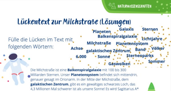 Lückentext zur Milchstraße (Lösungen)