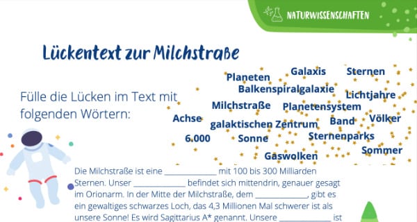 Lückentext zur Milchstraße
