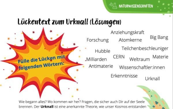 Lückentext Urknall (Lösungen)