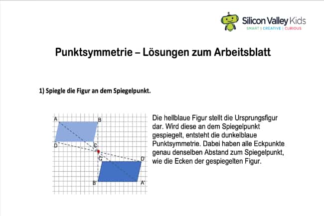 Punktsymmetrie – Lösungsblatt