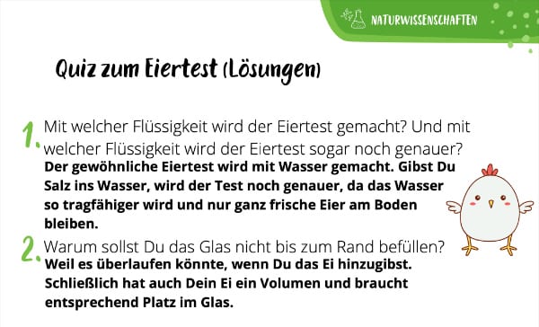 Quiz Eiertest (Lösungen)