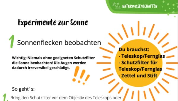 Sonne – Experimente