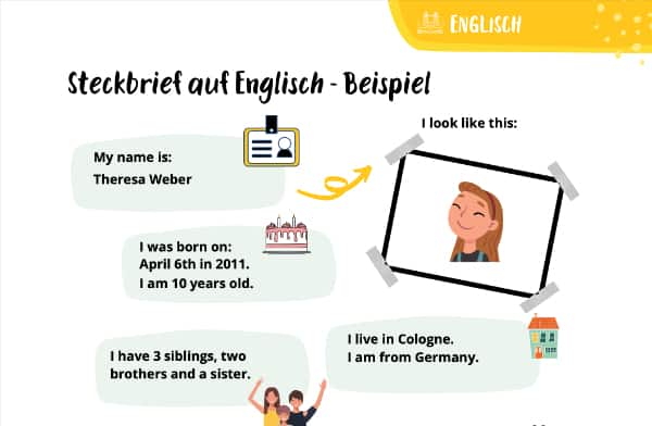 Steckbrief auf Englisch – Beispiel