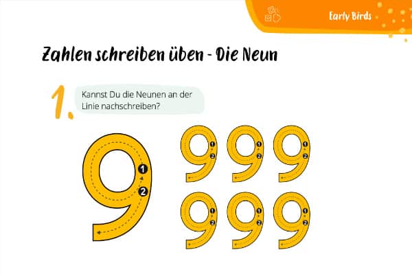Zählen lernen – Die Neun