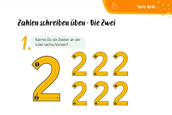 Ziffern schreiben – Die Zwei