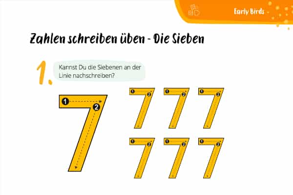 Ziffern schreiben üben – Die Sieben