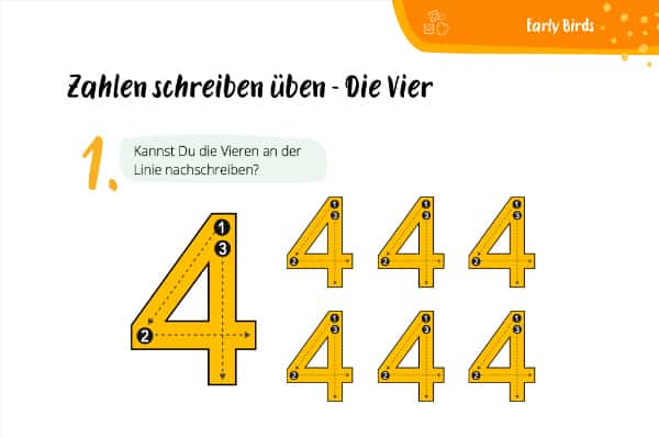 Ziffern üben – Die Vier