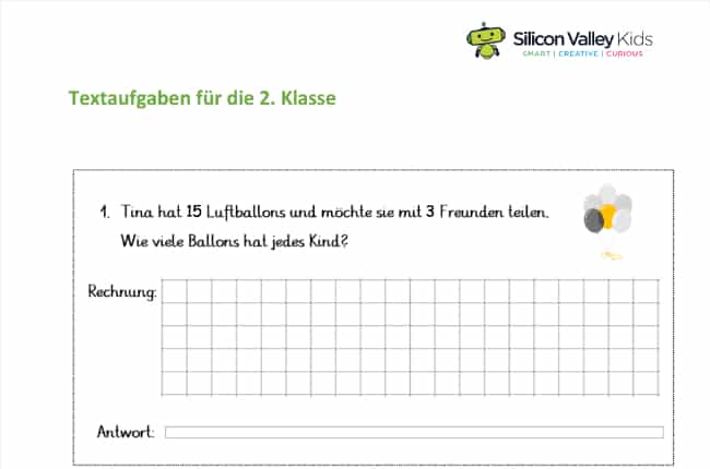 2. Klasse Textaufgaben