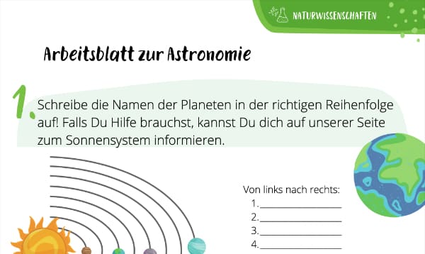 Arbeitsblatt zur Astronomie