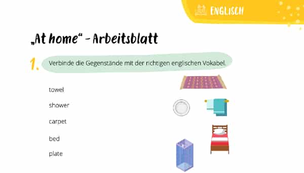 "At home" – Arbeitsblatt für die Grundschule