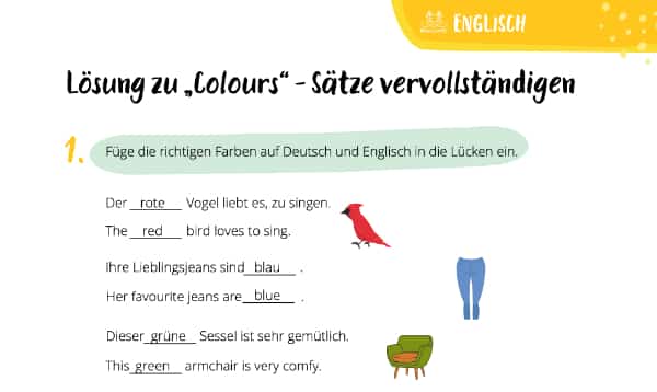 Farben auf Englisch in der Grundschule – Sätze üben