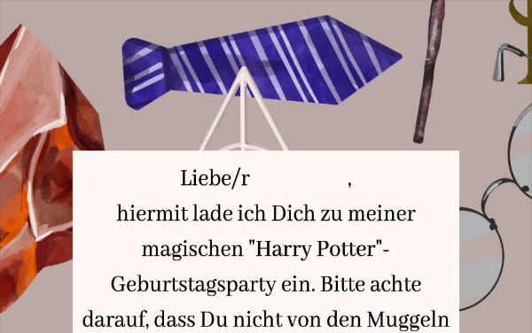 Einladung Kindergeburtstag (Harry Potter)