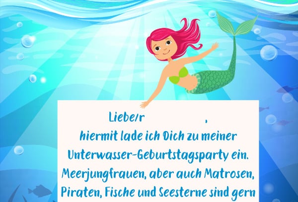 Einladung Kindergeburtstag (Unterwasserparty)