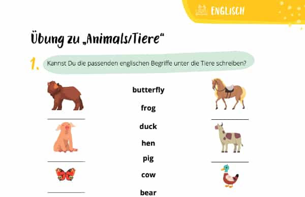 "Animals" auf Englisch – Arbeitsblätter