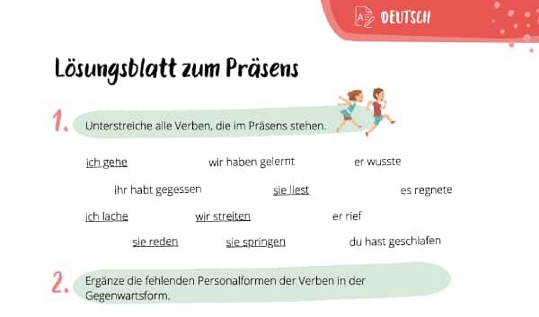 Lösungsblatt zur Gegenwartsform