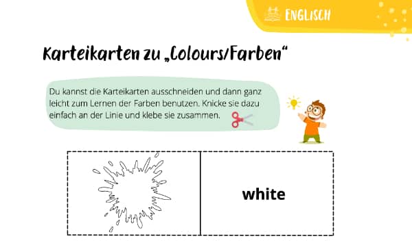 Karteikarten zu Farben auf Englisch