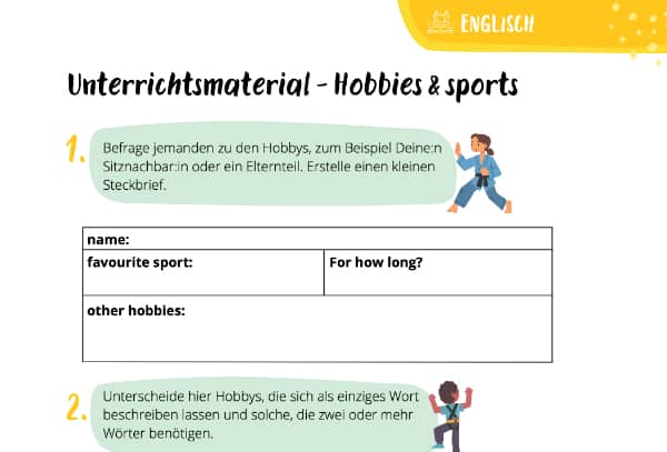Unterrichtsmaterial – Hobbies auf Englisch
