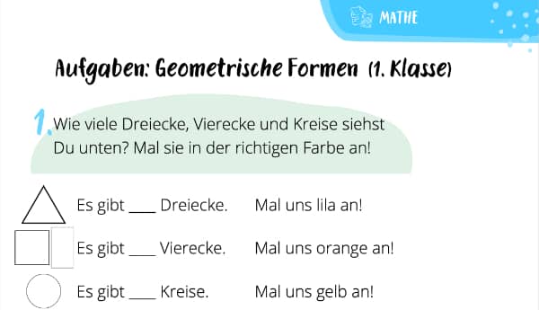 Aufgaben geometrische Formen (1. Klasse)