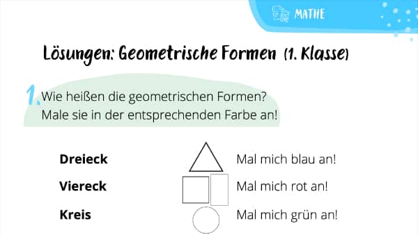 Lösungen geometrische Formen (1. Klasse)