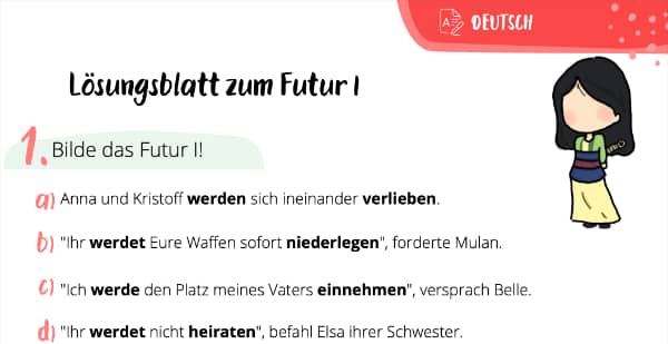 Lösungsblatt zur ersten Zukunftsform