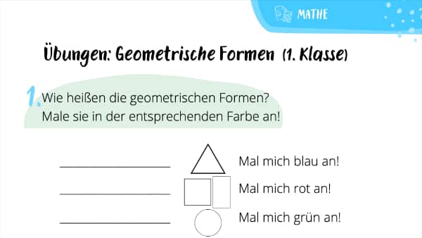 Übungen zu geometrischen Formen (1. Klasse)