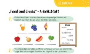 Food and drinks / Essen und Trinken auf Englisch + Unterrichtsmaterial