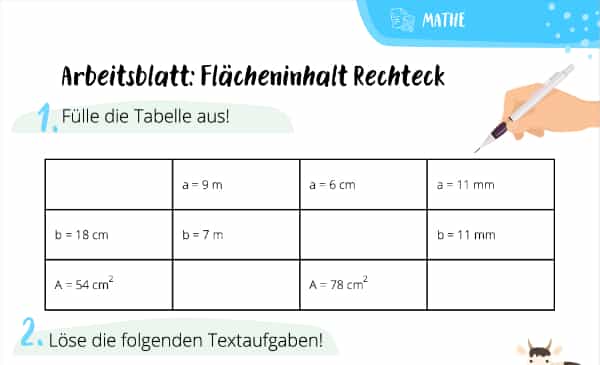 Arbeitsblatt: Flächeninhalt Rechteck