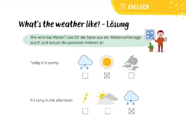 Arbeitsblatt zur Witterung auf Englisch – Lösung
