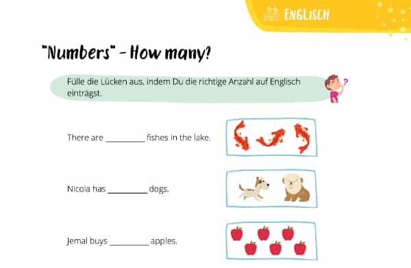 Arbeitsblatt: numbers auf Englisch – How many?