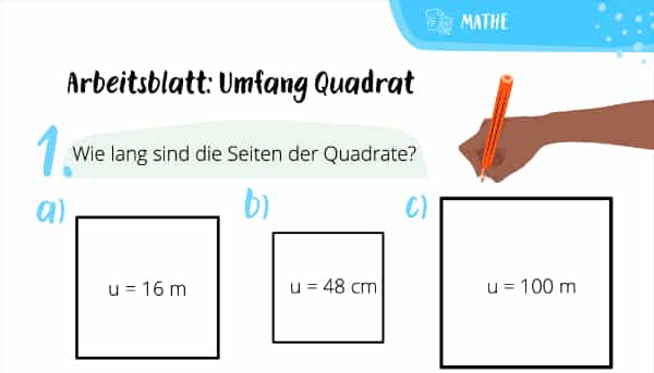 Umfang Quadrat: Arbeitsblatt