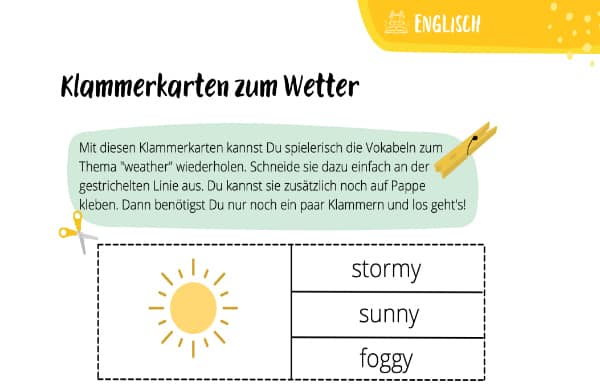 Weather Klammerkarten für Englisch