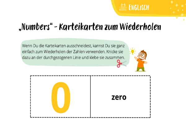 Wortkarten für Englisch in der Grundschule - numbers